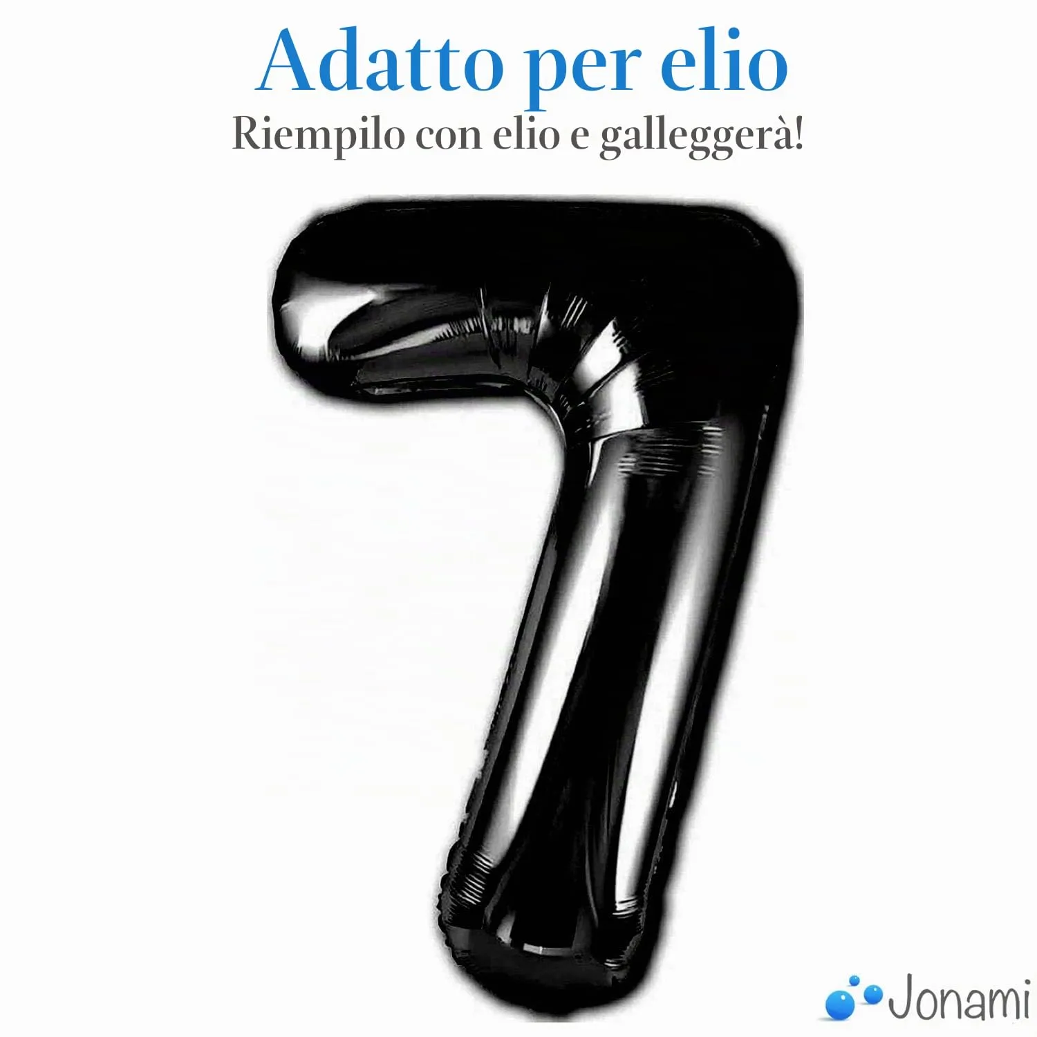 Jonami Palloncino Numero 7 Gigante Nero Metallizzato, 100 cm - immagine 3