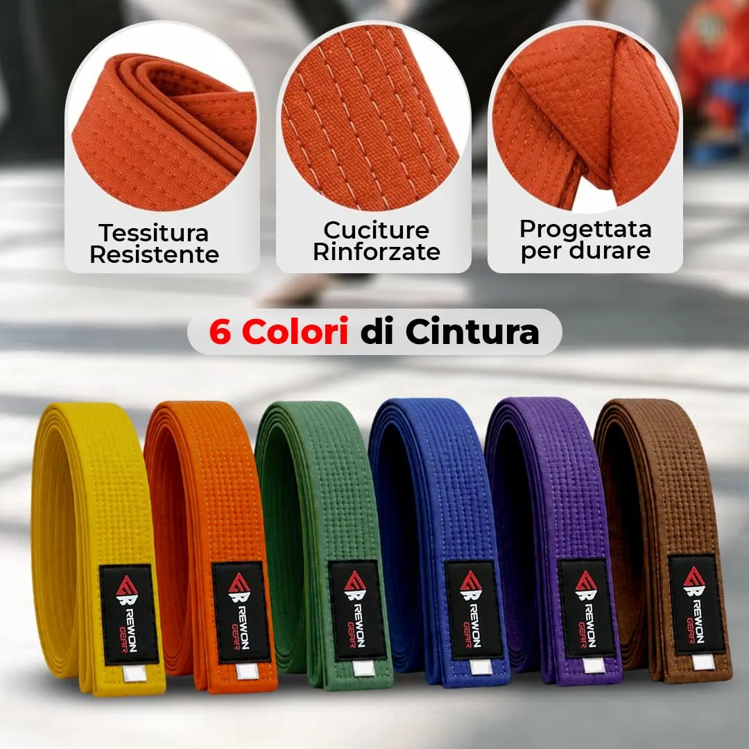 URBANSBEE Cintura Karate Judo Taekwondo Arti Marziali in Cotone per Bambini e Adulti - immagine 6