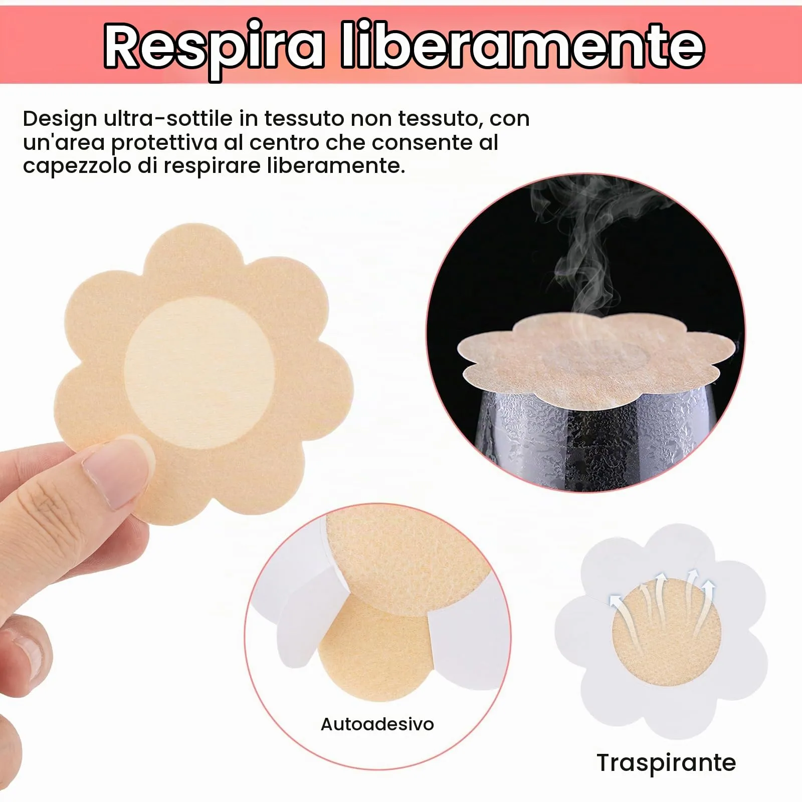 Leikedun Copricapezzoli Invisibili Adesivi Monouso per Donna, 100 Pezzi - immagine 4