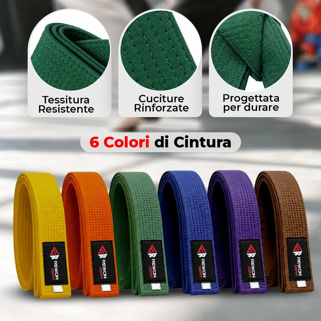 URBANSBEE Cintura Karate Judo Taekwondo Arti Marziali in Cotone per Bambini e Adulti - immagine 6