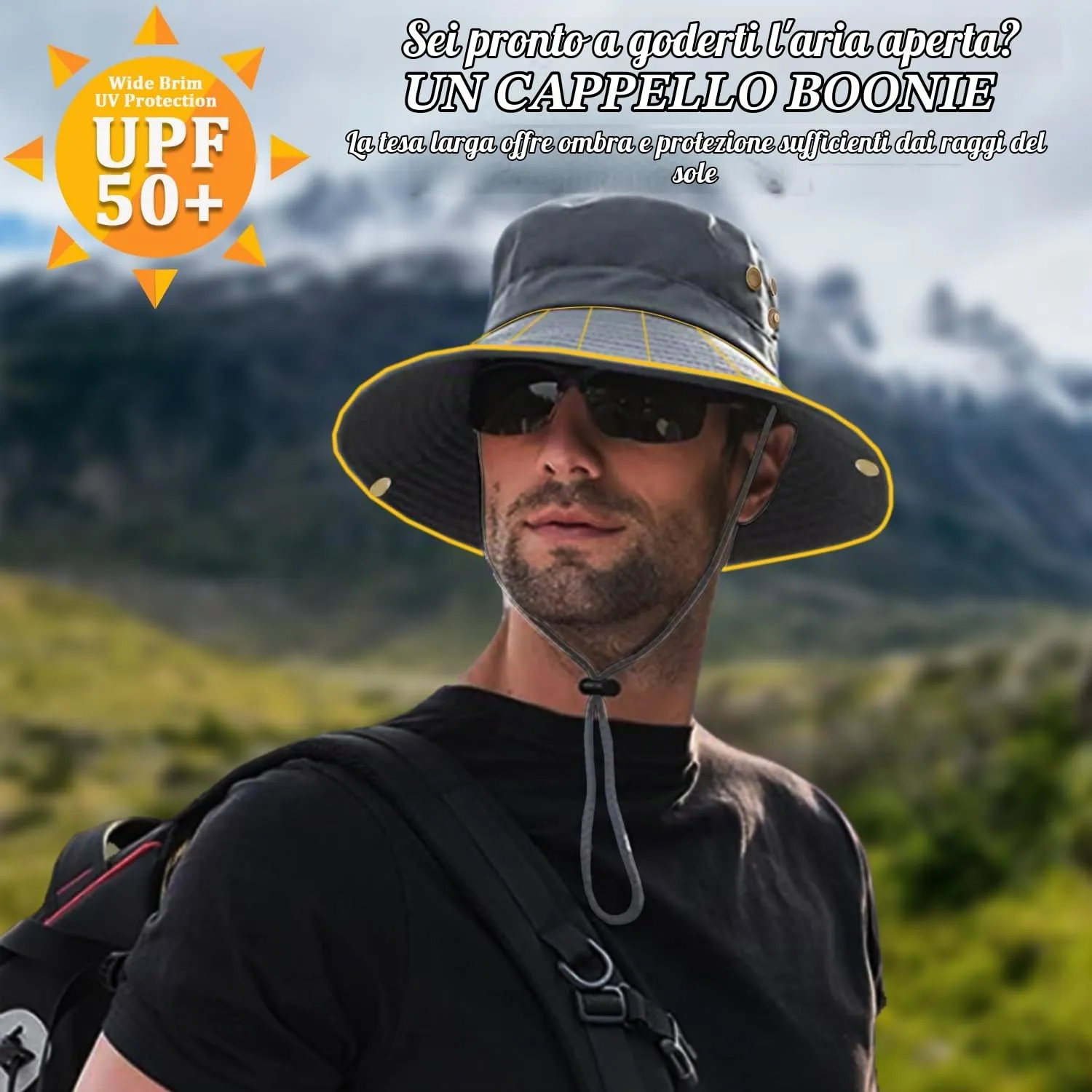 Favuit Cappello Boonie Pieghevole da Pescatore Unisex a Tesa Larga per Esterni, Safari, Pesca, Campeggio, Giardinaggio e Trekking - immagine 2
