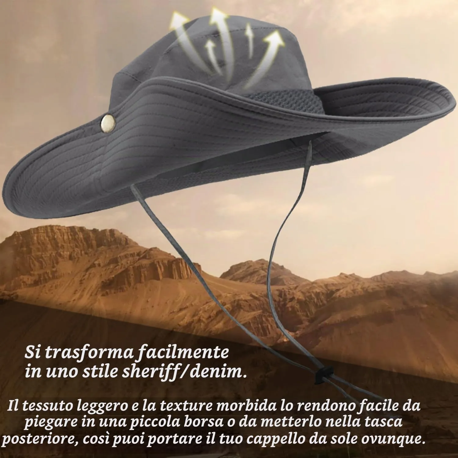 Favuit Cappello Boonie Pieghevole da Pescatore Unisex a Tesa Larga per Esterni, Safari, Pesca, Campeggio, Giardinaggio e Trekking - immagine 3