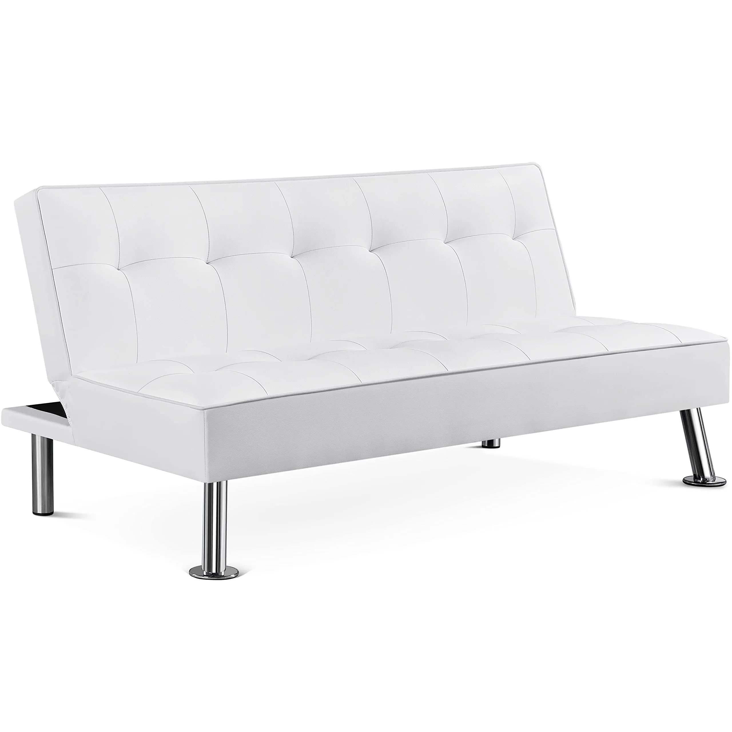 Yaheetech Divano Letto 3 Posti Trasformabile, Similcuoio Bianco - immagine 1