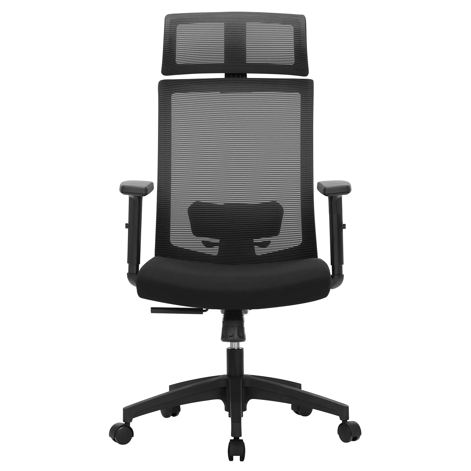 SONGMICS Sedia da Ufficio Ergonomica in Rete con Supporto Lombare, Poggiatesta e Braccioli Regolabili, Nero OBN55BK - immagine 7