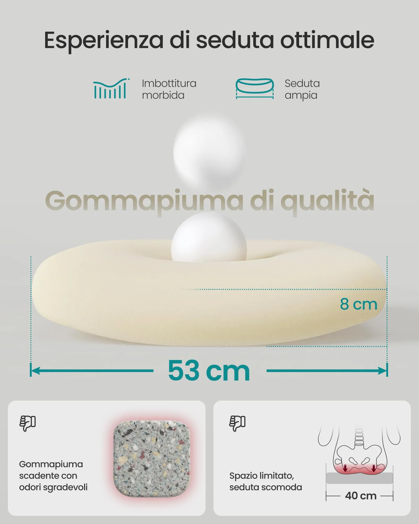 SONGMICS Sedia da Ufficio Girevole in Rete, Regolabile in Altezza e Inclinazione, Grigio OBN022G01 - immagine 6