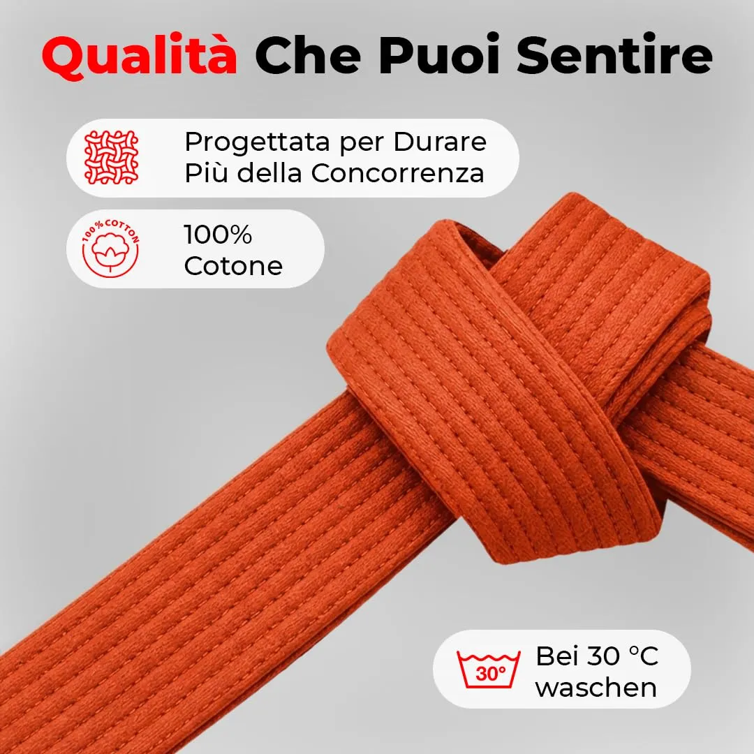 URBANSBEE Cintura per Karate Judo Taekwondo Arti Marziali in Cotone per Bambini e Adulti - immagine 2