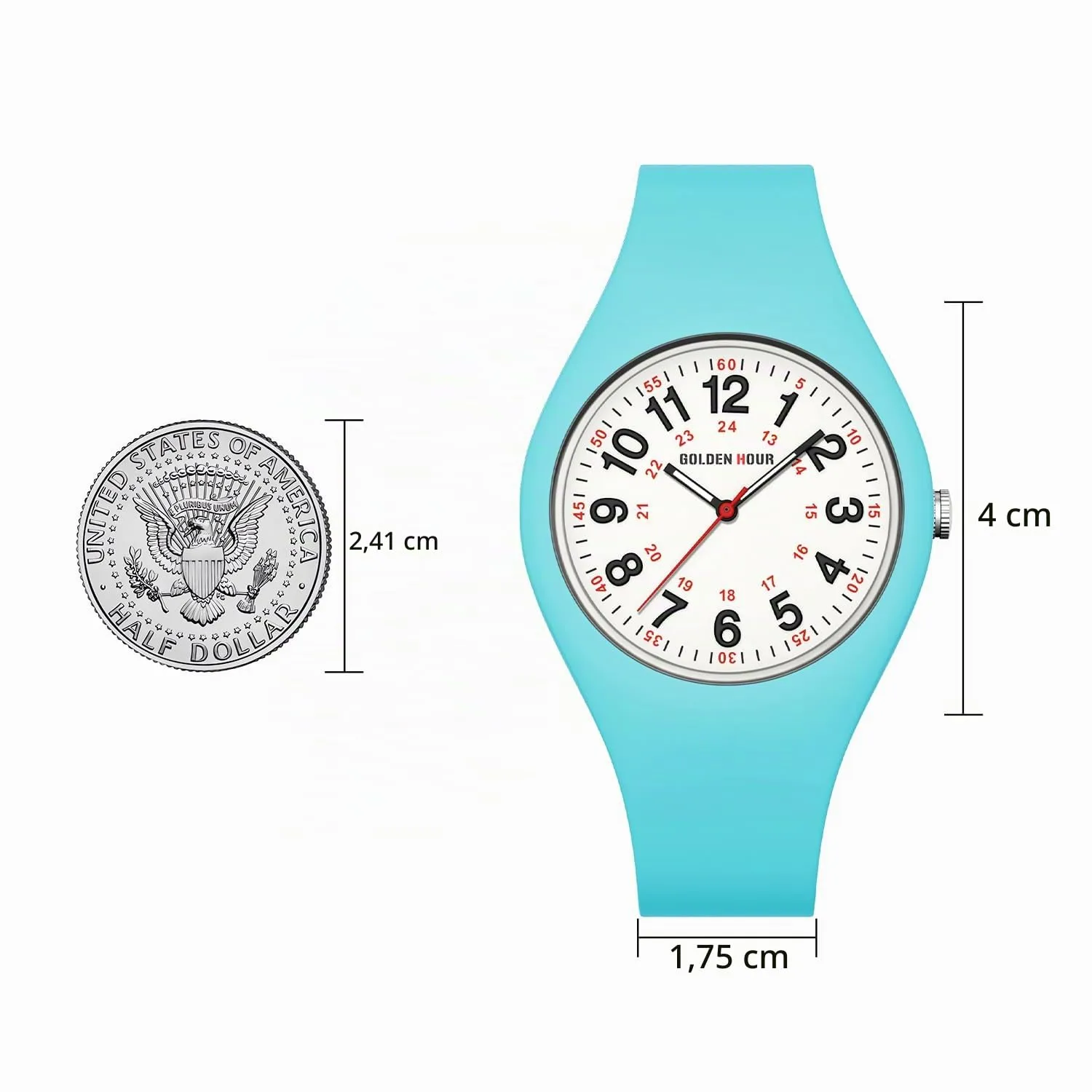 GOLDEN HOUR Orologio Unisex Digitale Analogico Sportivo Impermeabile GH-1318 con Cinturino in Silicone - immagine 4