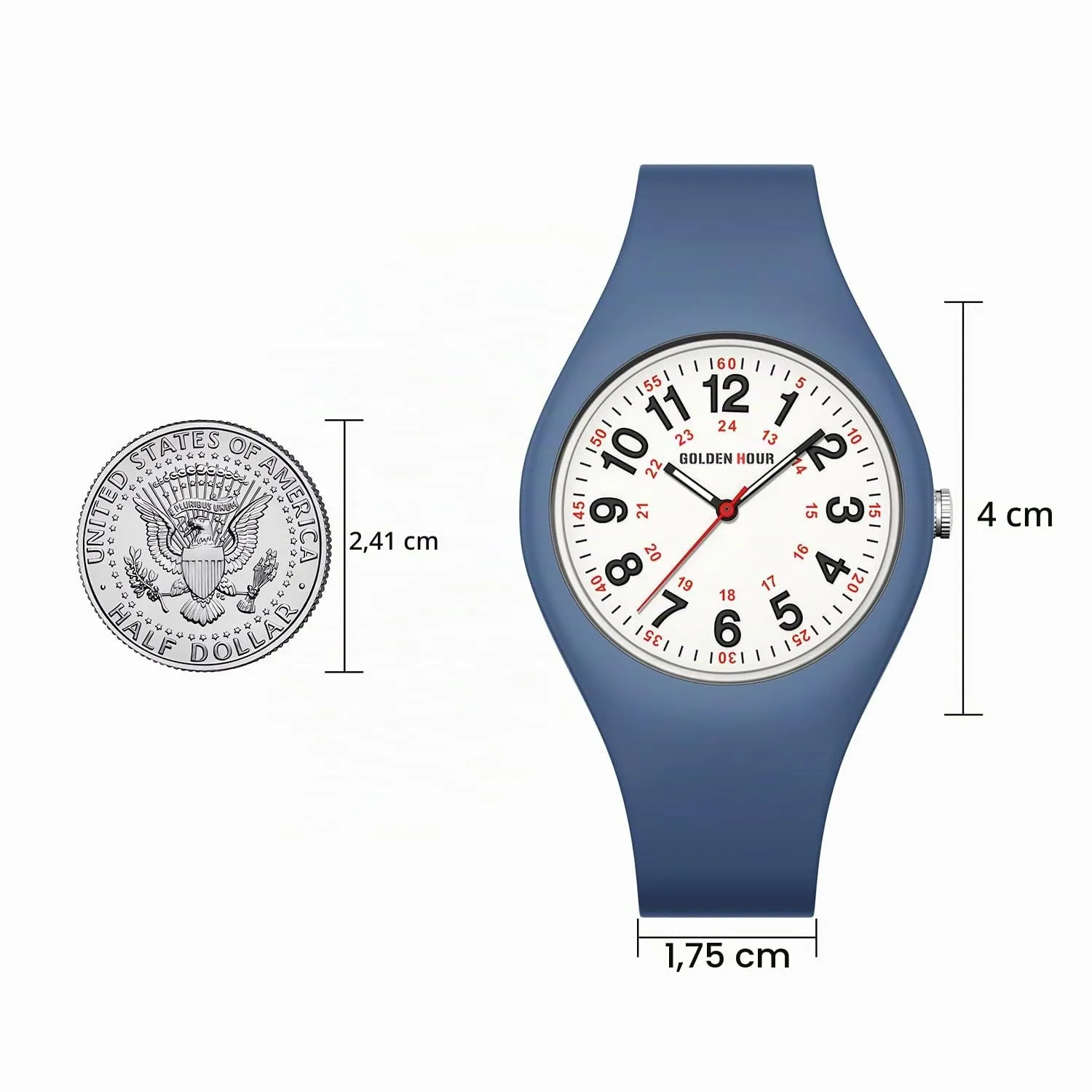 GOLDEN HOUR GH-1318 Orologio Unisex Digitale Analogico Sportivo Impermeabile con Cinturino in Silicone - immagine 2