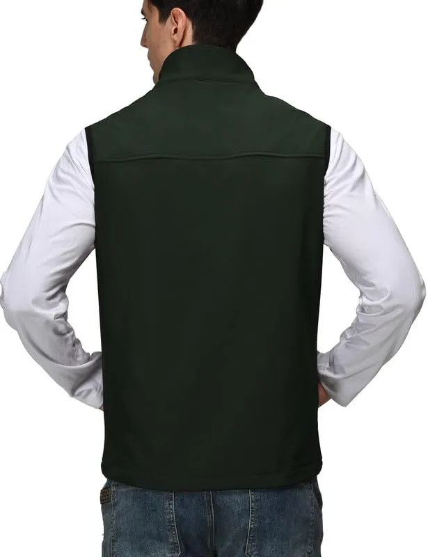 Zzkouine Gilet Softshell da Uomo, Traspirante e Antivento, 5 Tasche, Verde, S - immagine 2