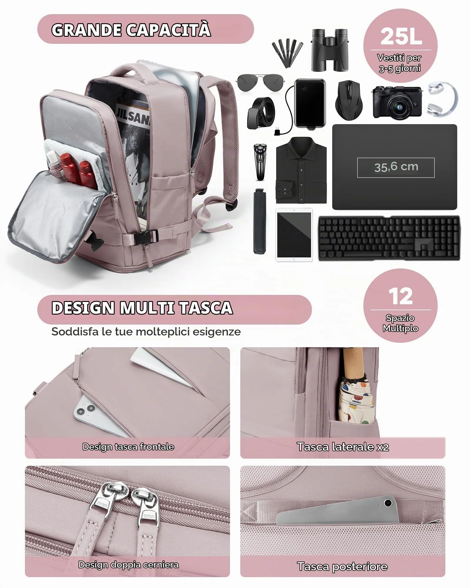 BJLFS Borse da Cabina Ryanair 40x30x20 Bagaglio a Mano per Donna e Uomo - immagine 5
