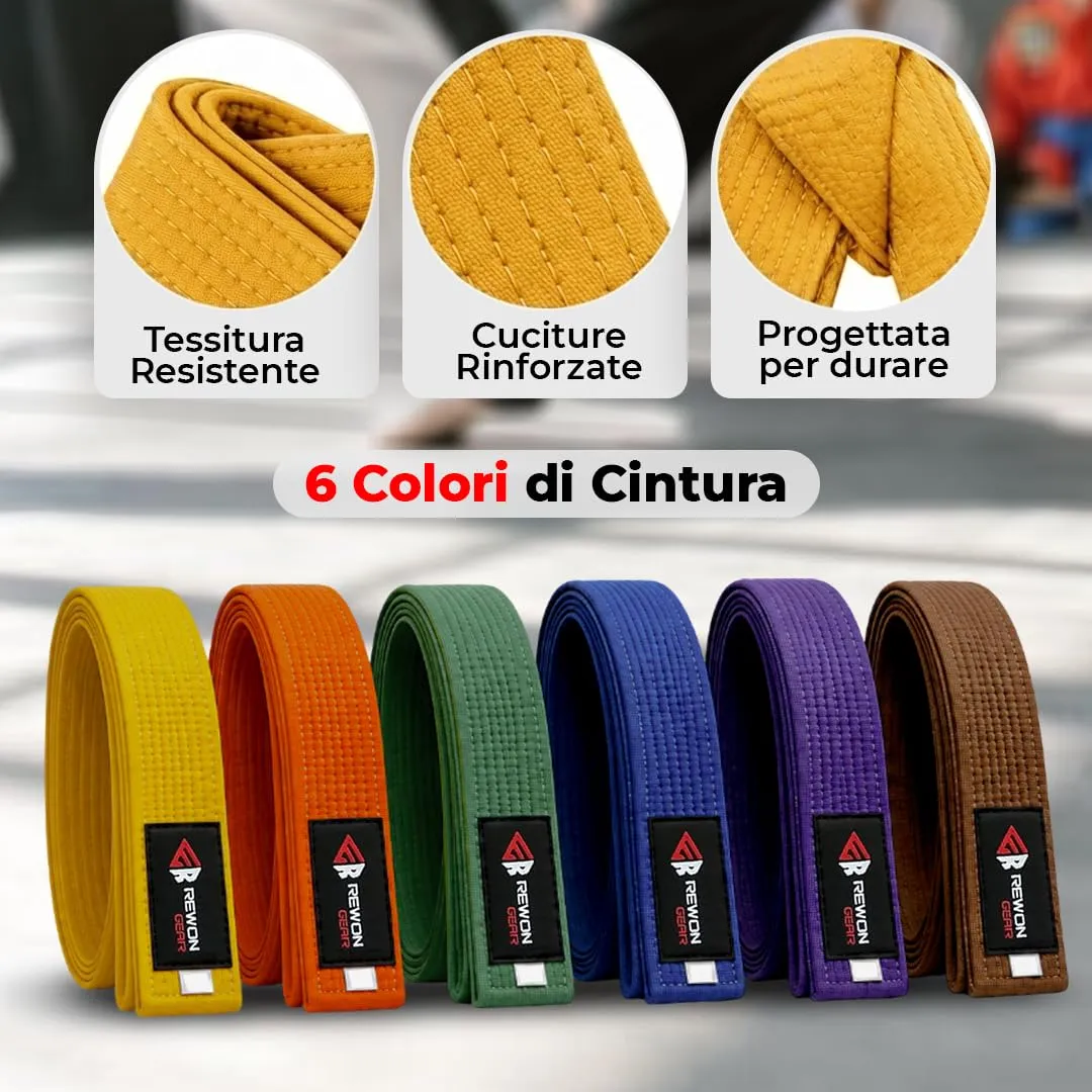 URBANSBEE Cintura Karate Judo Taekwondo Arti Marziali in Cotone per Bambini e Adulti - immagine 6
