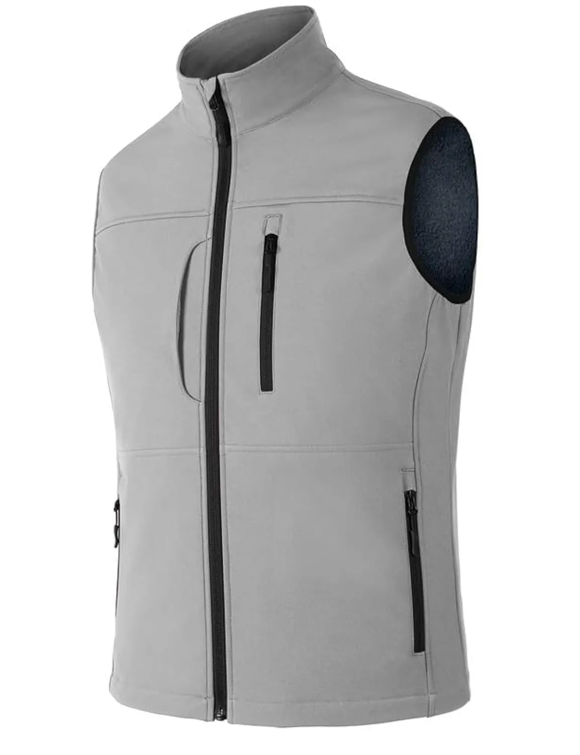 Zzkouine Running Vest Fleece-Lined Softshell Sleeveless Jacket with 9 Pockets - Light Grey - 2XL - immagine 1