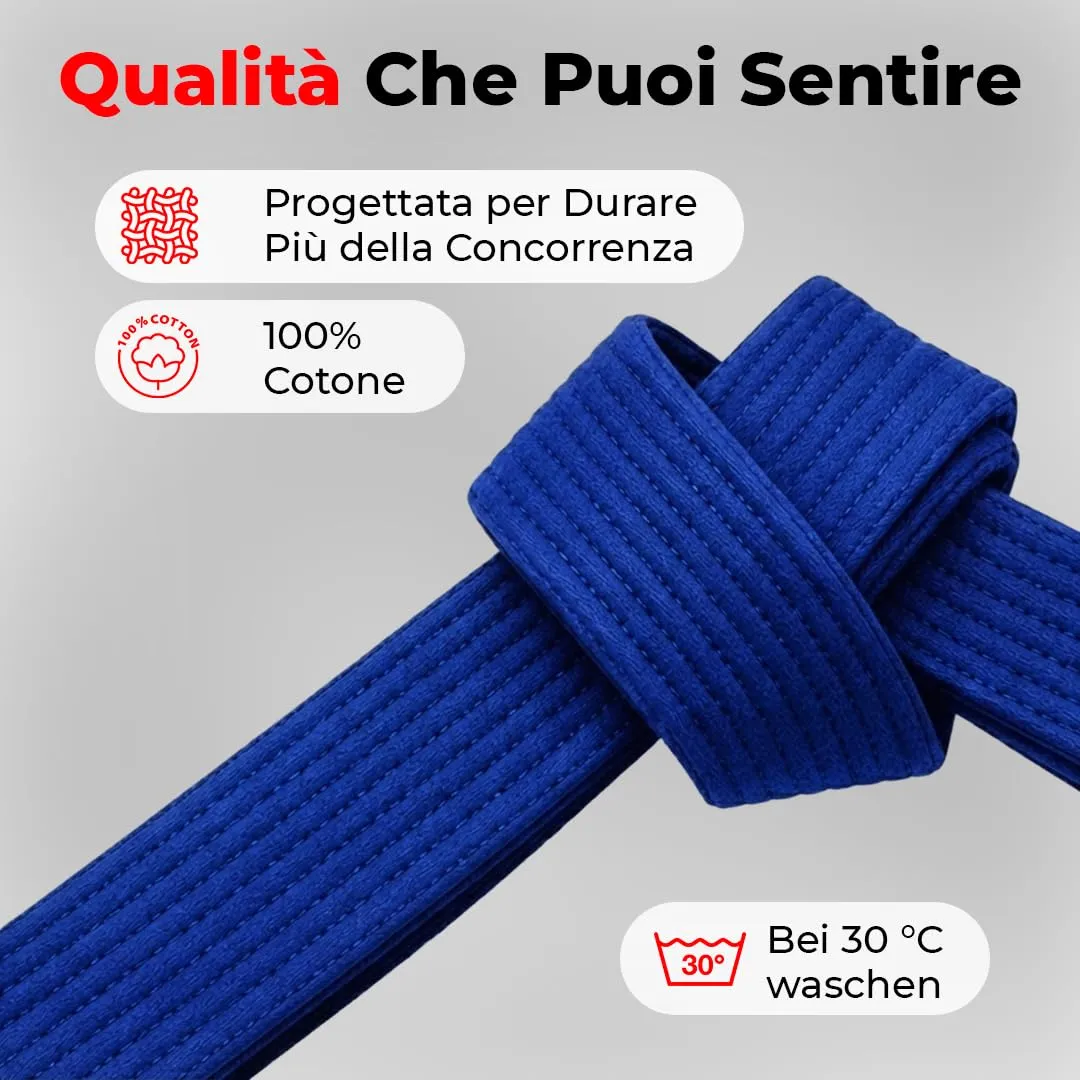 URBANSBEE Cintura Karate Judo Taekwondo Arti Marziali in Cotone per Bambini e Adulti - immagine 3