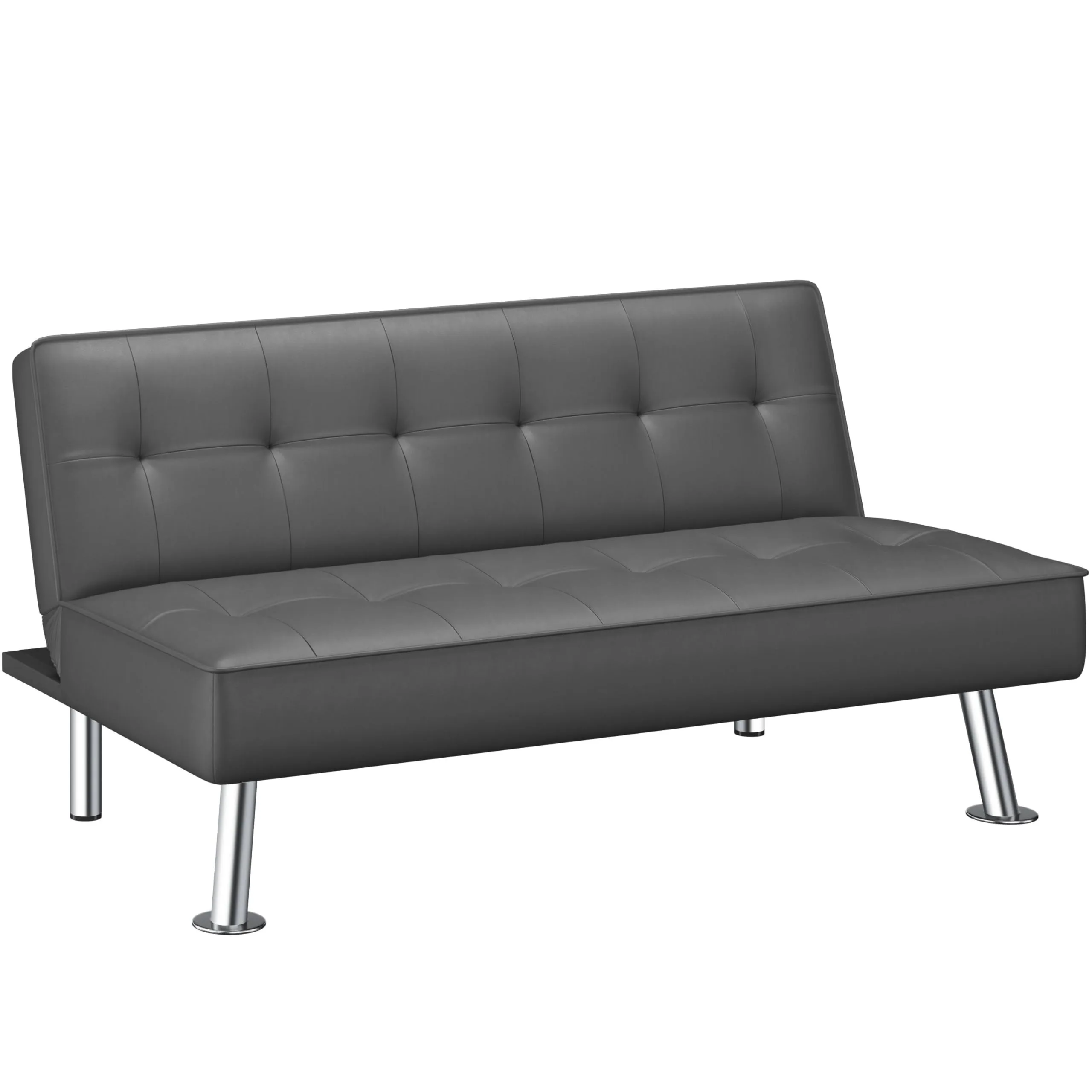 Yaheetech Divano Letto 3 Posti Trasformabile, Pelle, Grigio - immagine 1