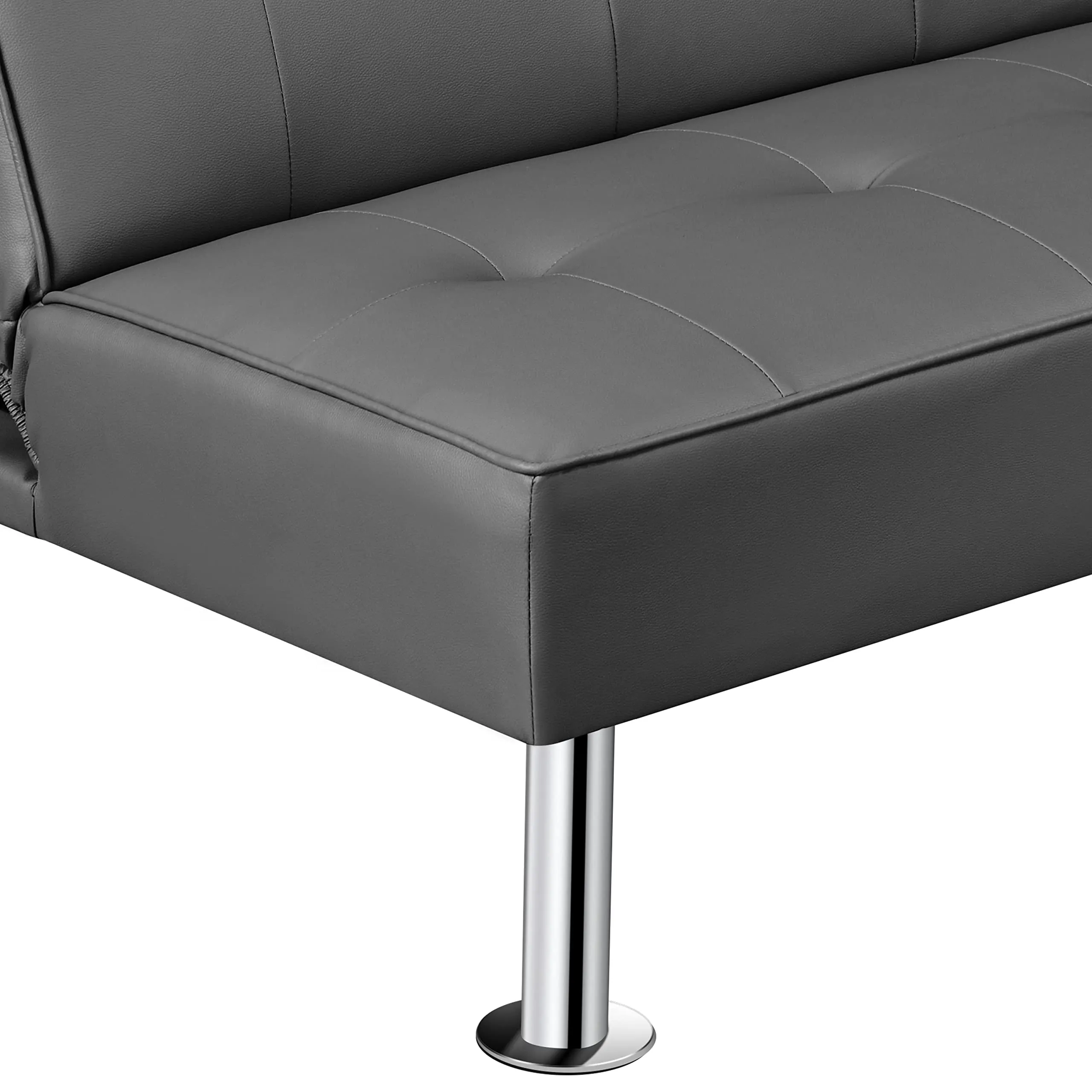 Yaheetech Divano Letto 3 Posti Trasformabile, Pelle, Grigio - immagine 8