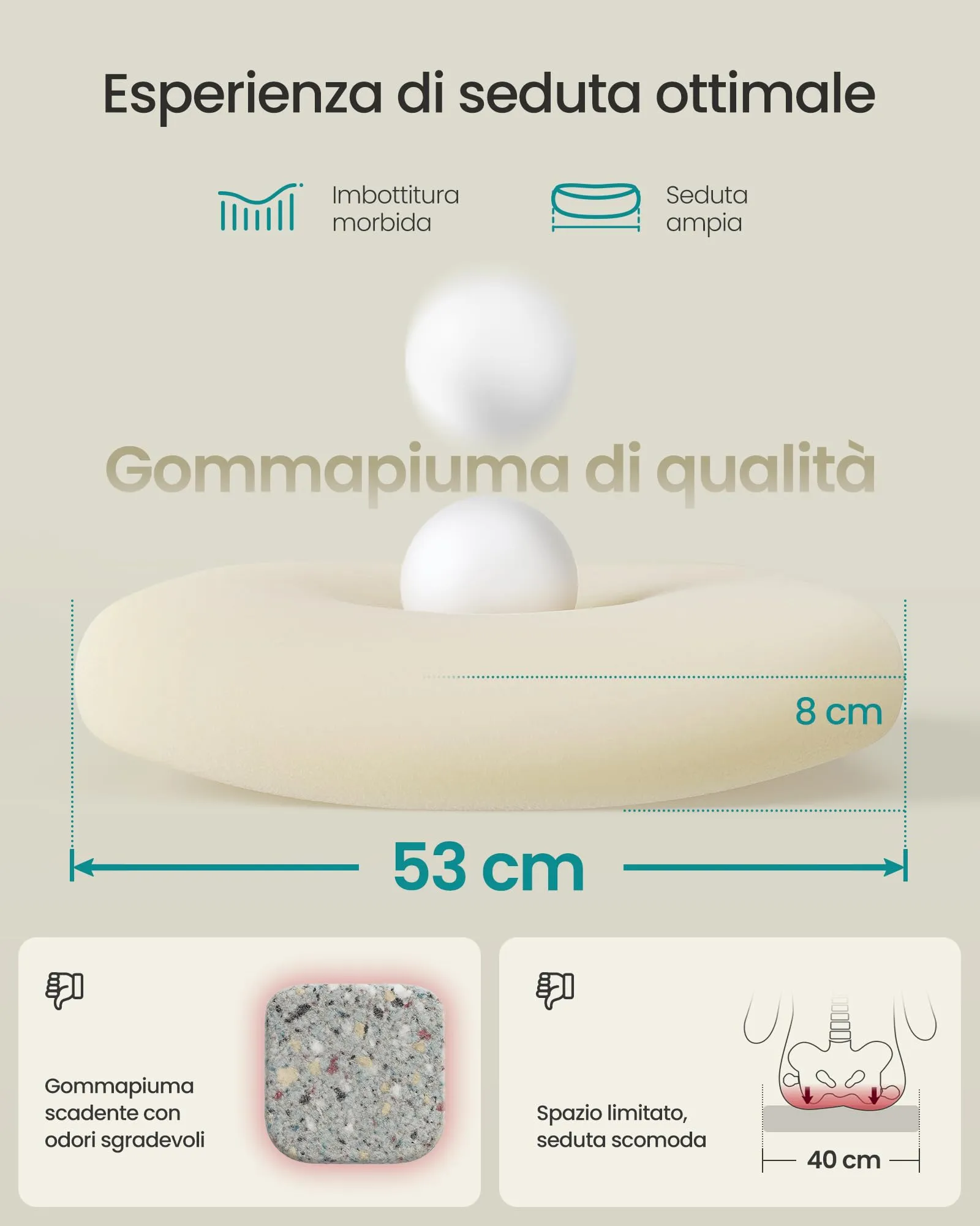 SONGMICS Sedia da Ufficio Poltrona Girevole Regolabile in Altezza Beige Cappuccino - immagine 7