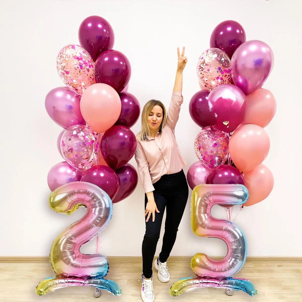Jonami Palloncino Numero 8 Gigante Multicolore Pastello, 82 cm, Ad Aria - immagine 5