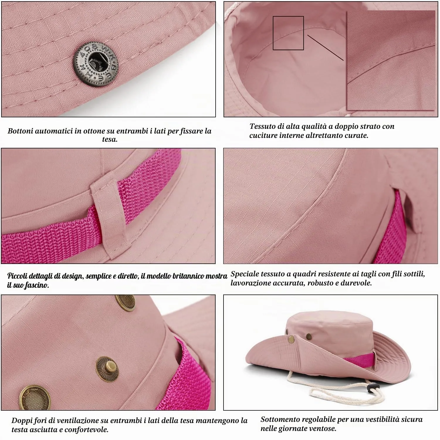 Favuit Cappello Boonie Pieghevole a Tesa Larga per Uomo e Donna - immagine 4