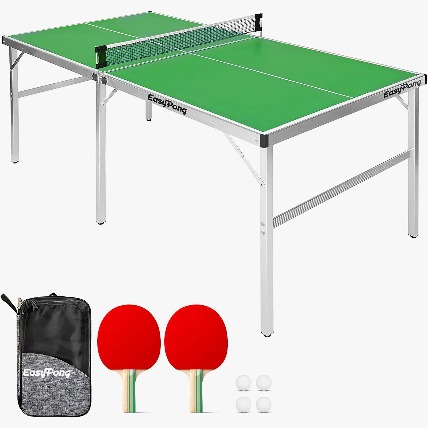 Original Cup EasyPong Tavolo da Ping Pong Verde 182x91cm con 2 Racchette e 4 Palline - immagine 1
