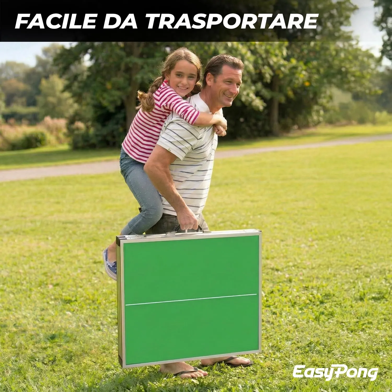 Original Cup EasyPong Tavolo da Ping Pong Verde 182x91cm con 2 Racchette e 4 Palline - immagine 7