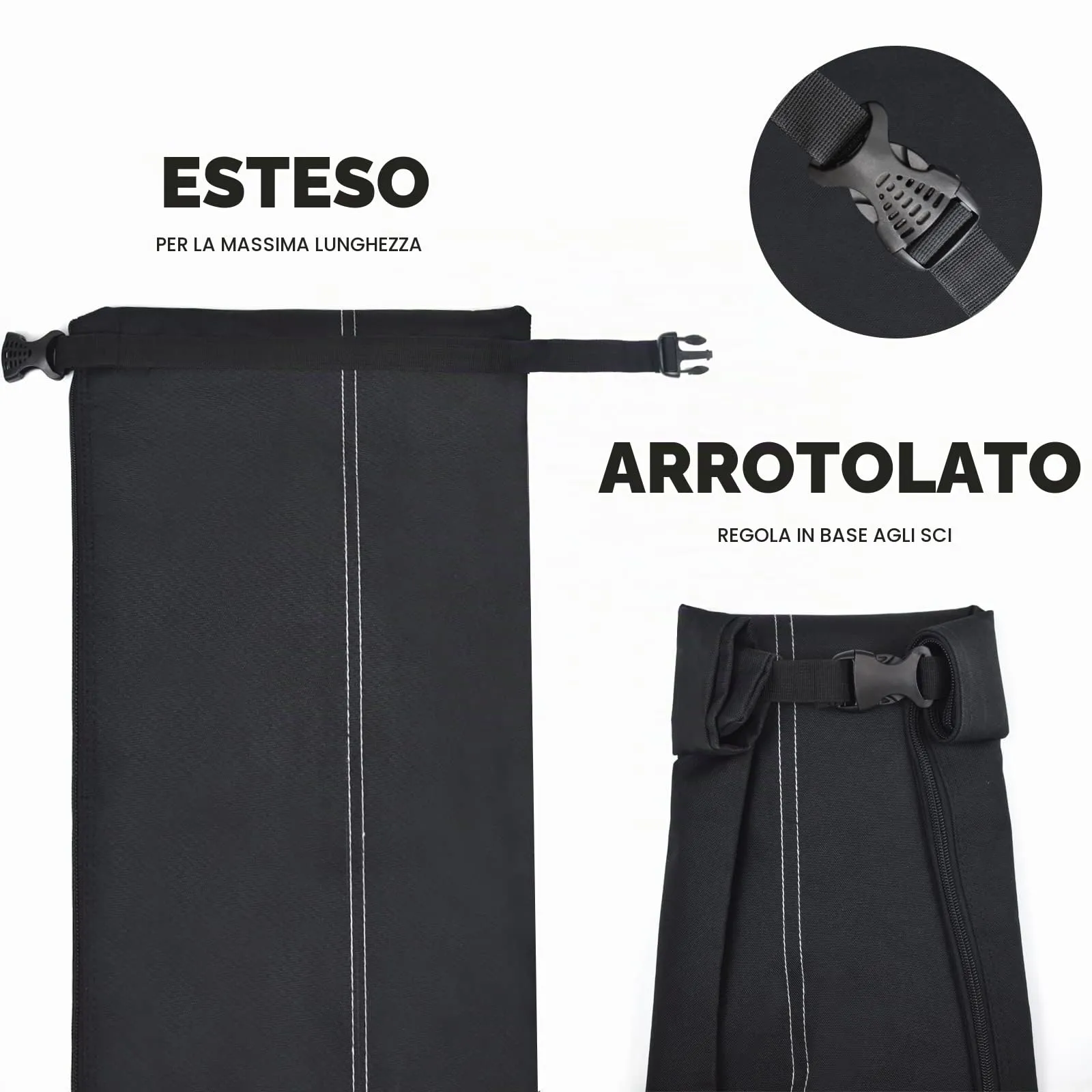 AUMTISC Sacca Portasci e Scarponi Imbottita, Lunghezza Regolabile fino a 200 cm, Blu - immagine 4