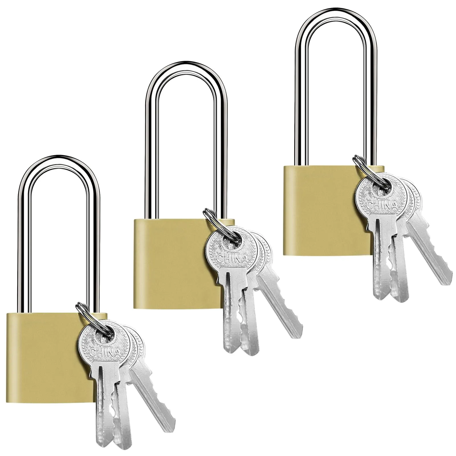 Nutabevr Lucchetti con Arco Extra Lungo 32mm, Set da 3 Pezzi con 9 Chiavi - immagine 1
