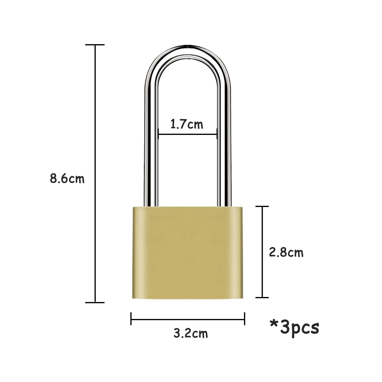 Nutabevr Lucchetti con Arco Extra Lungo 32mm, Set da 3 Pezzi con 9 Chiavi - immagine 7