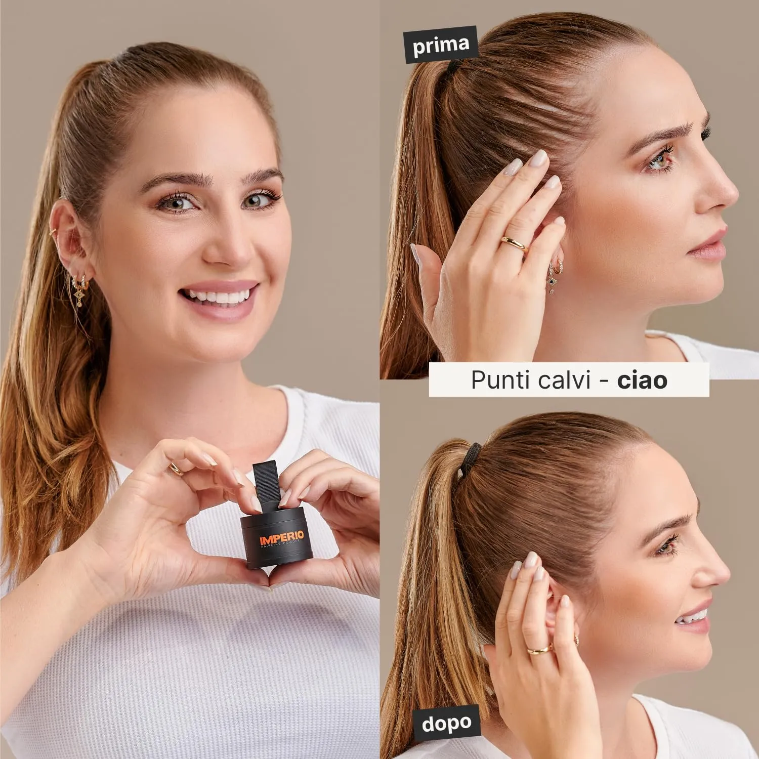 IMPERIO Polvere per Capelli Correttore Infoltimento Mascara Waterproof, 4g (Biondo Chiaro) - immagine 5