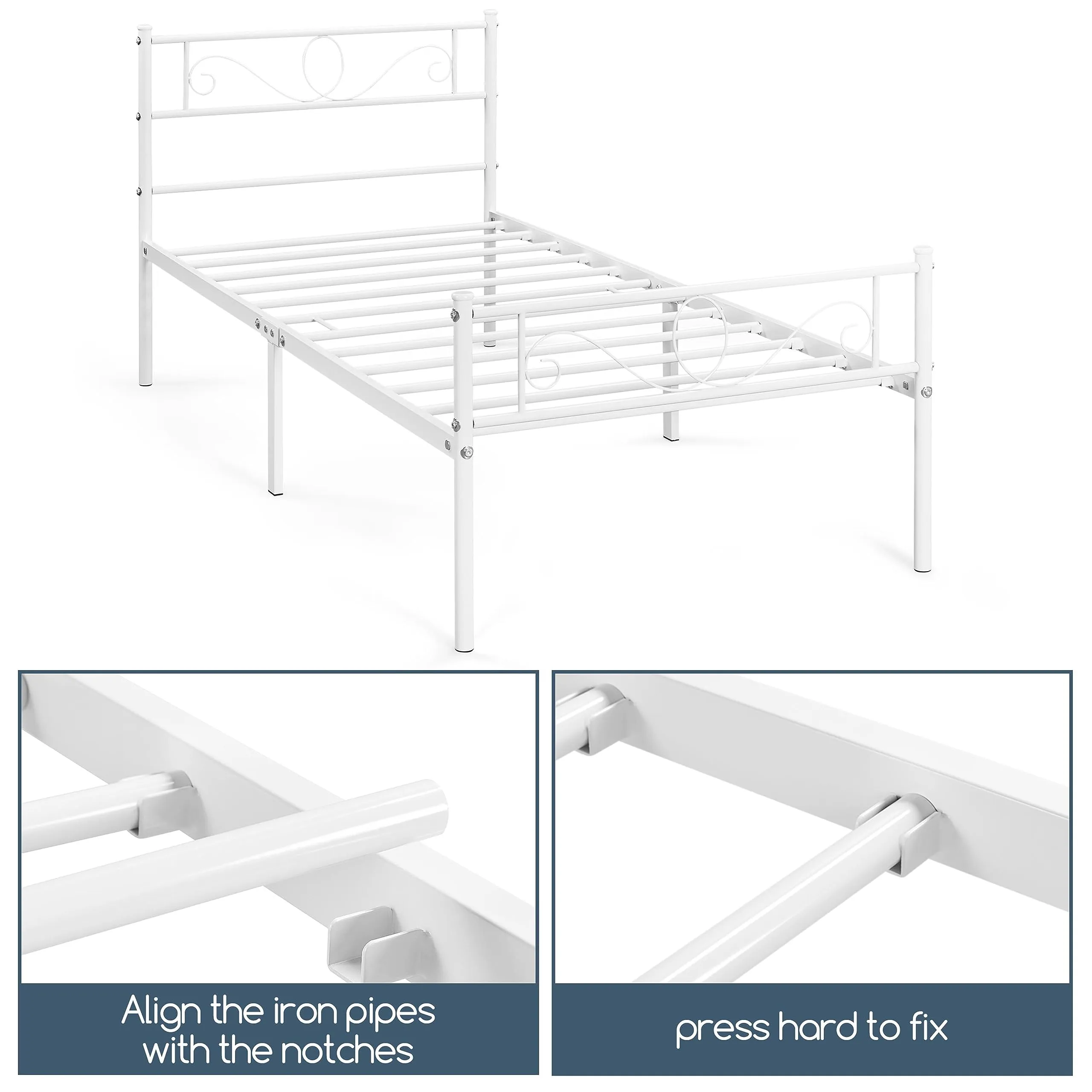 Yaheetech Struttura Letto Singolo in Ferro 90 x 200 cm - immagine 6