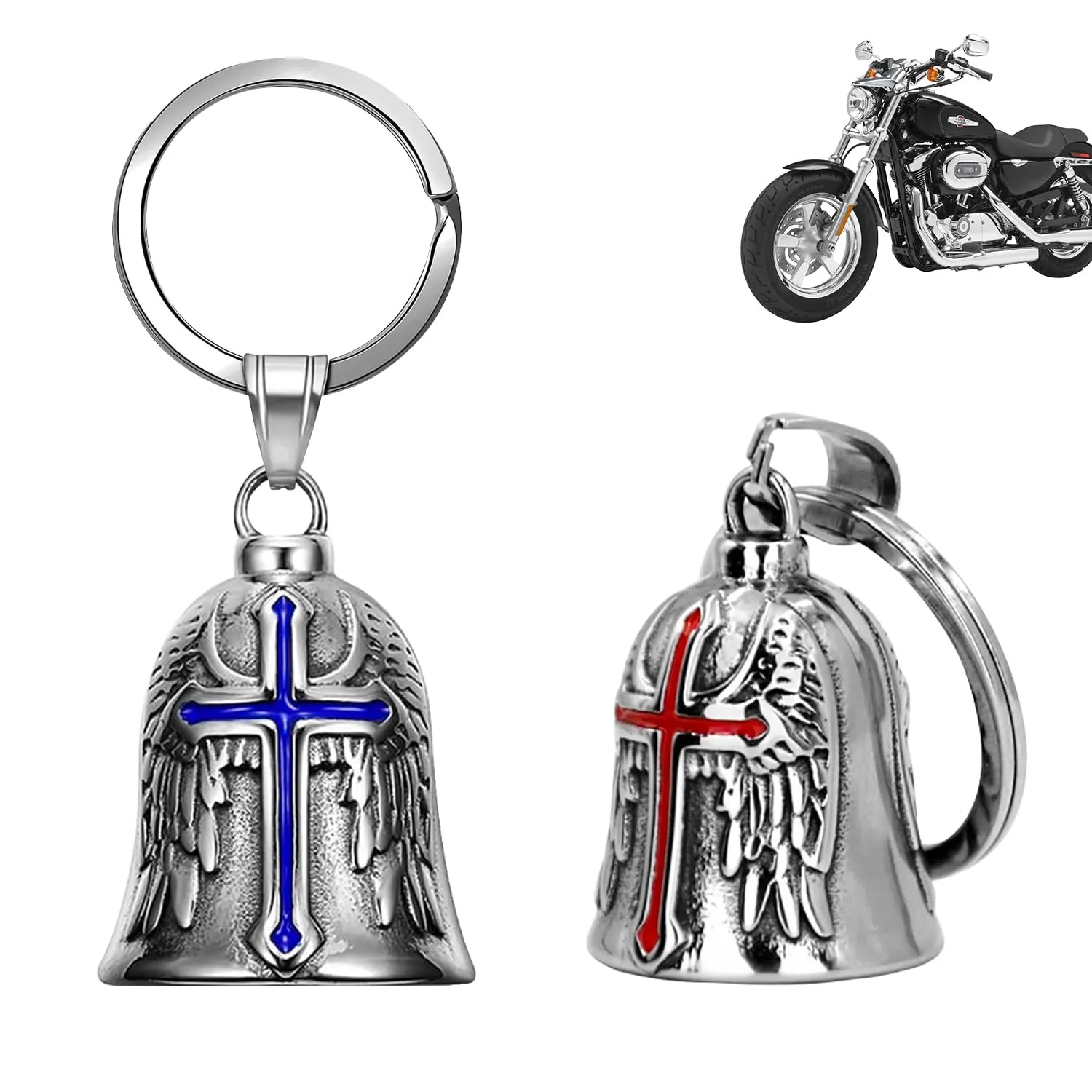 XNZMYN Portachiavi Guardian Bell per Moto, Biciclette e Auto Elettriche, 2 Pezzi (Rosso+Blu) - immagine 1