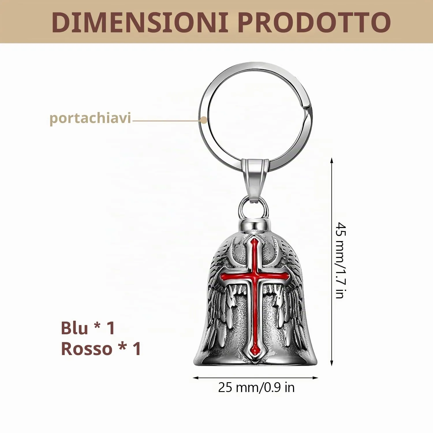 XNZMYN Portachiavi Guardian Bell per Moto, Biciclette e Auto Elettriche, 2 Pezzi (Rosso+Blu) - immagine 2