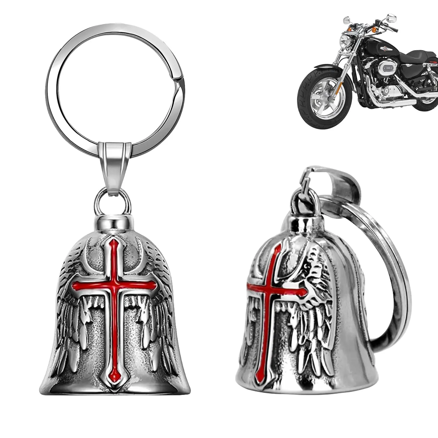 XNZMYN Portachiavi Guardian Bell Campanella per Moto, Biciclette e Auto Elettriche, 2 Pezzi (Rosso) - immagine 1