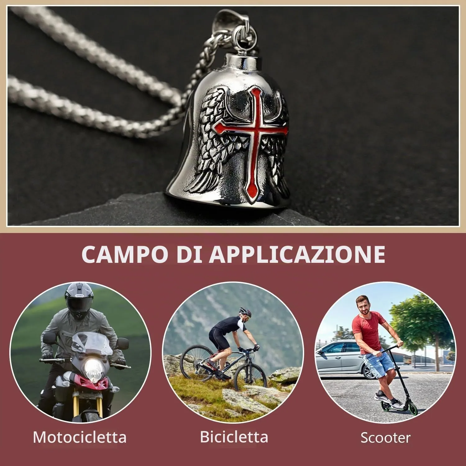 XNZMYN Portachiavi Guardian Bell Campanella per Moto, Biciclette e Auto Elettriche, 2 Pezzi (Rosso) - immagine 7