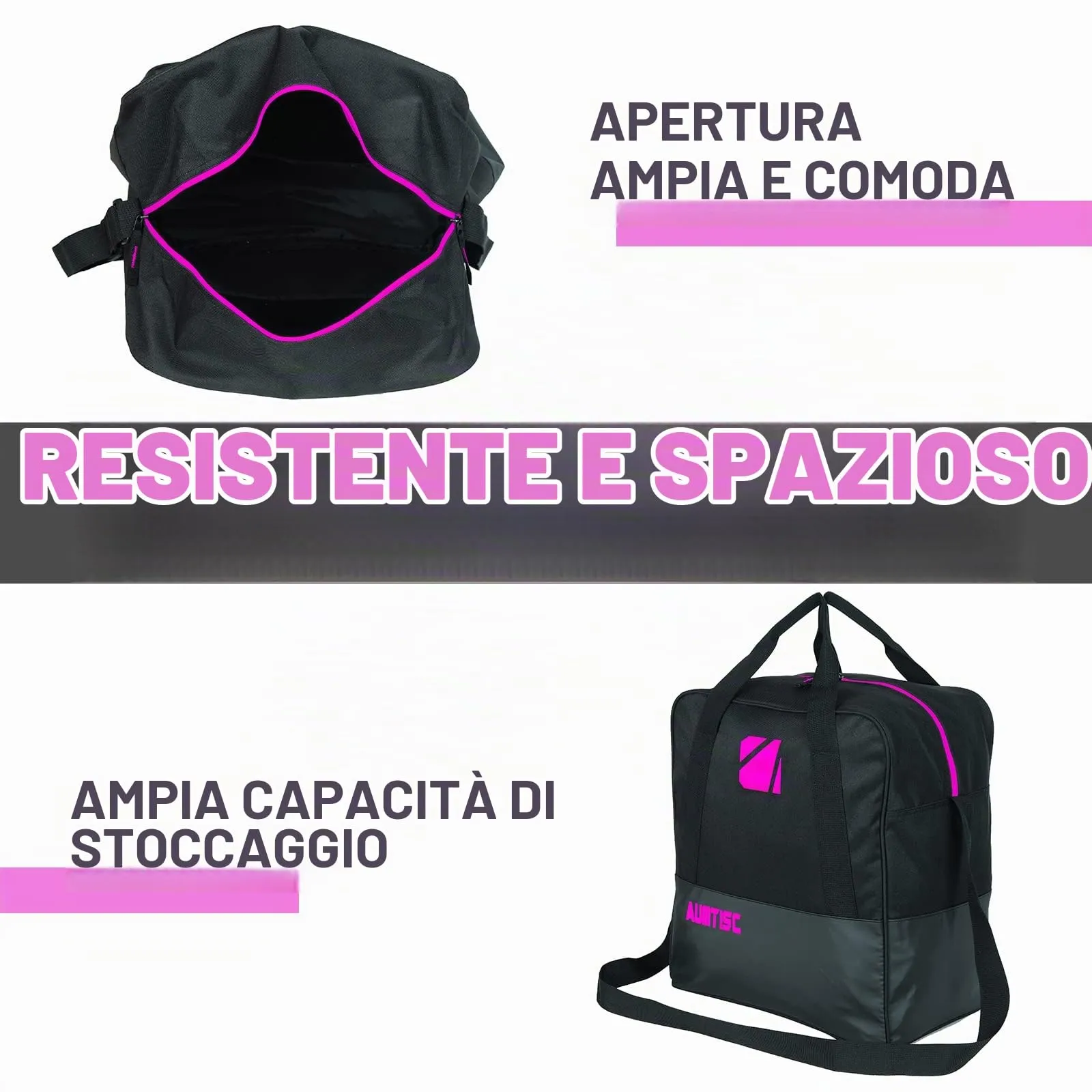AUMTISC Combo Borsa da Sci e Scarponi fino a 200 cm, Rosa - immagine 6