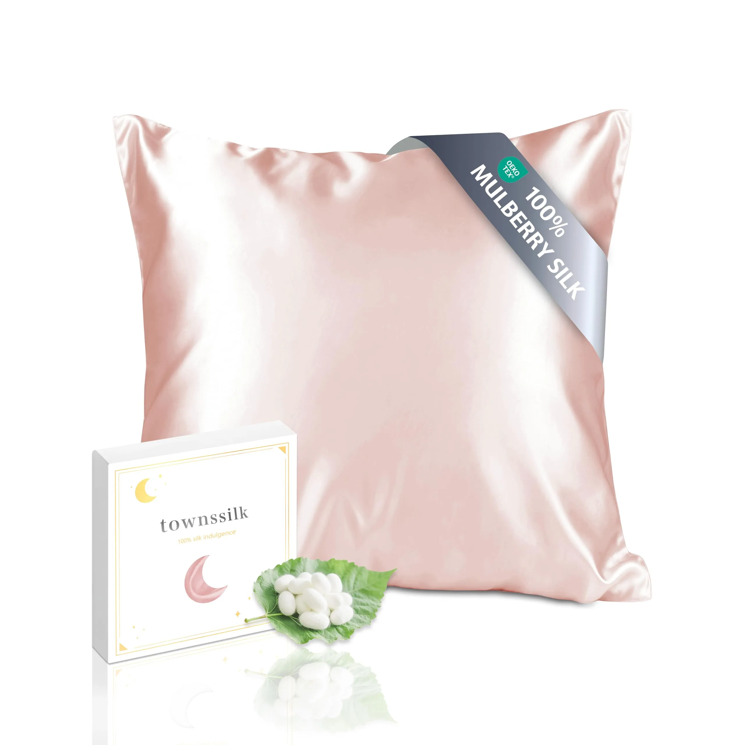 townssilk Federa in Seta di Gelso 19 Momme, Doppia Faccia, 80x80cm, Rosa Polveroso - immagine 1