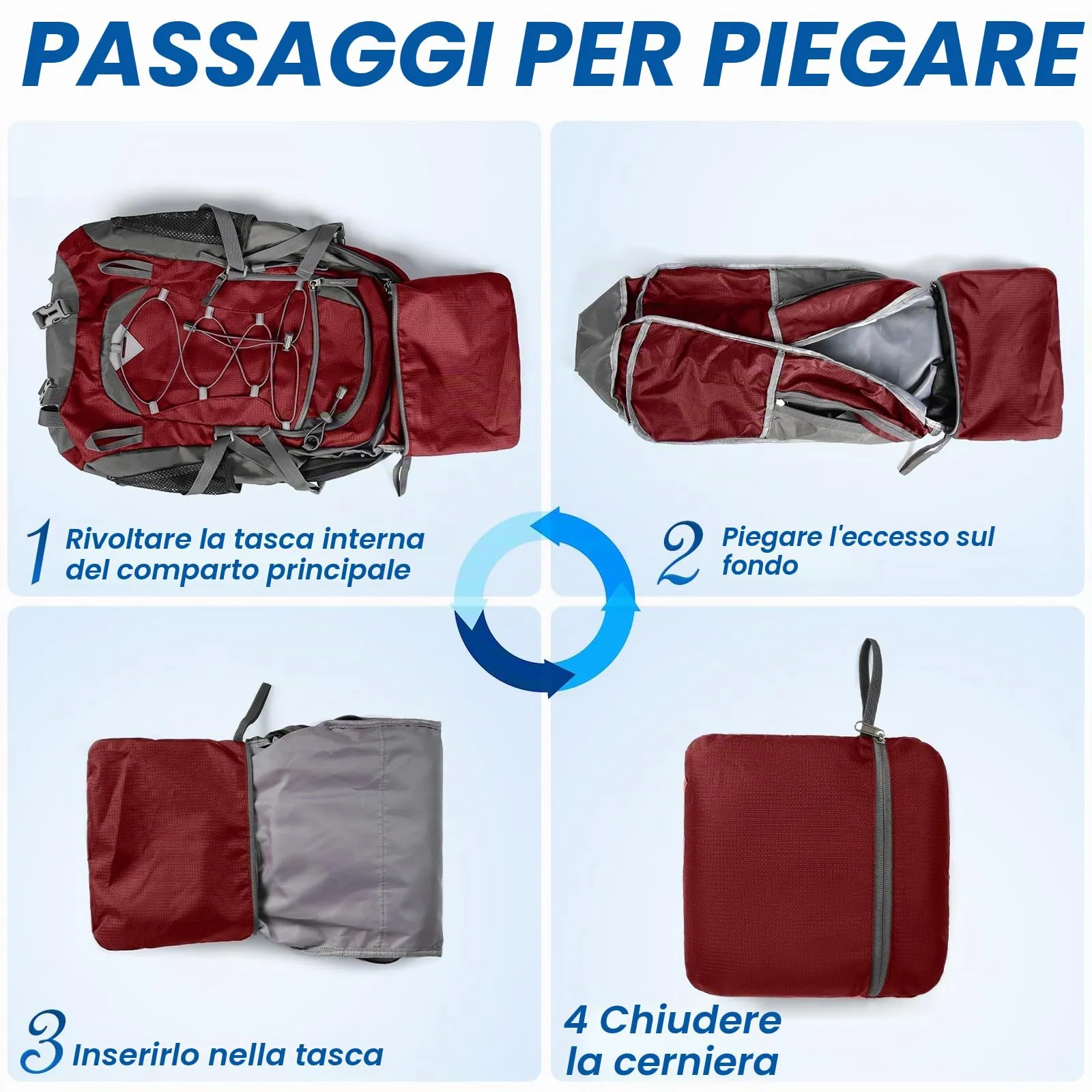 IGOLUMON Zaino Trekking 40 Litri Ultraleggero Pieghevole Impermeabile con Strisce Riflettenti - immagine 6