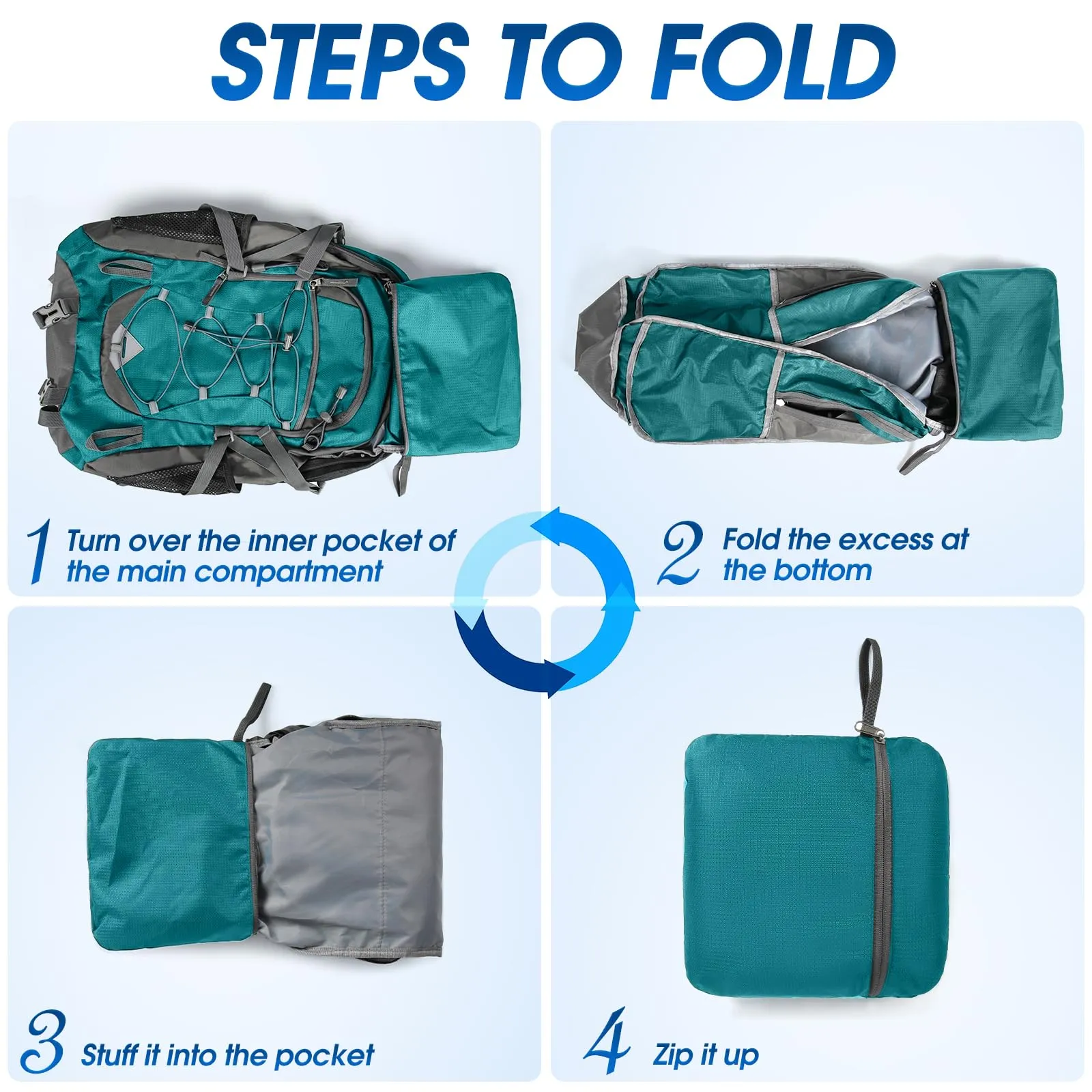 IGOLUMON Zaino Trekking 40L Impermeabile e Pieghevole con Strisce Riflettenti - immagine 6