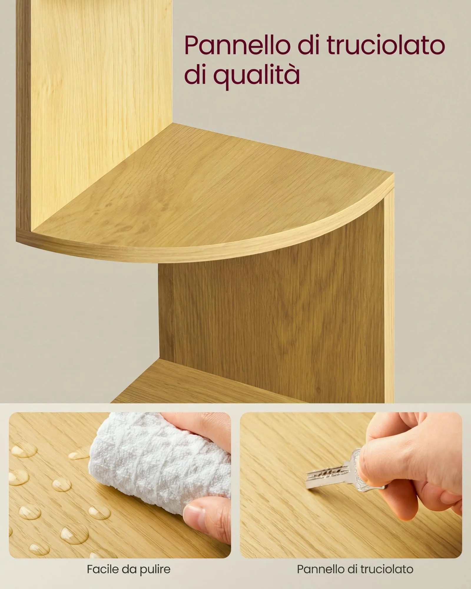 VASAGLE Custos Libreria Angolare a 5 Ripiani, Rovere Naturale LBC072Y70 - immagine 6