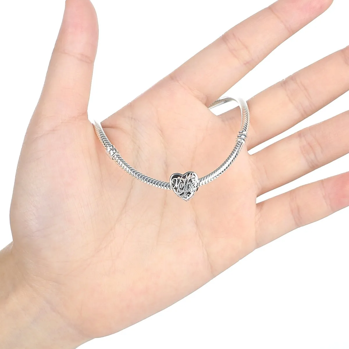 NINGAN 925 Argento Sterling Charms Cuore per Bracciale e Collana - immagine 5