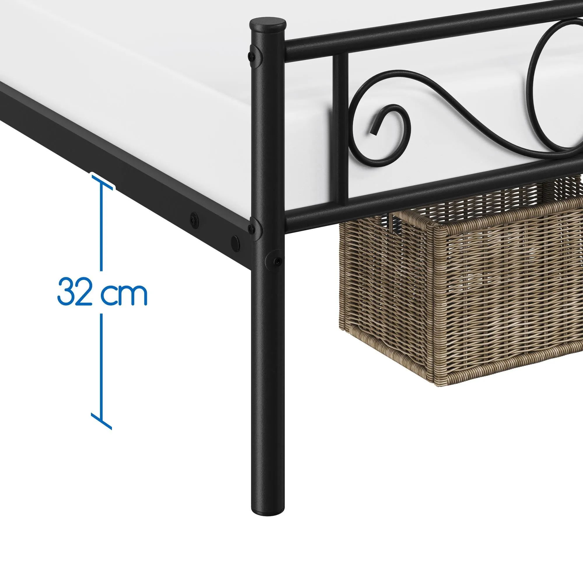 Yaheetech Struttura Letto Singolo in Ferro 90 x 200 cm, Nero - immagine 8