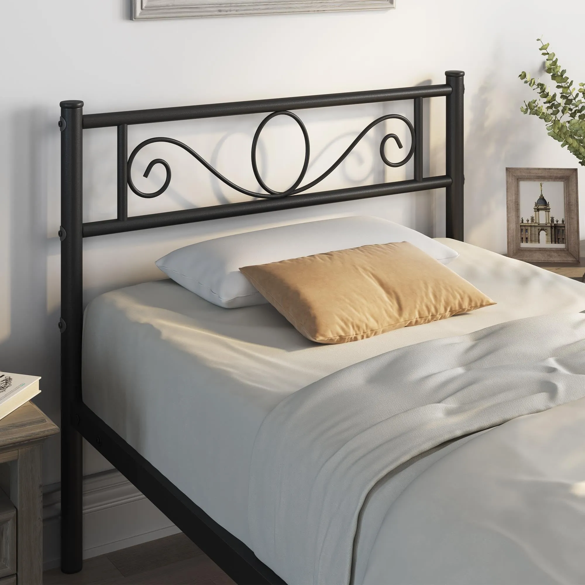 Yaheetech Struttura Letto Singolo in Ferro 90 x 200 cm, Nero - immagine 9