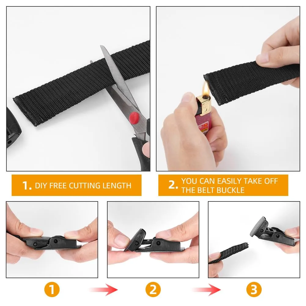 Aomig Cintura Tattica in Nylon con Fibbia in Plastica, Regolabile, 2 Pezzi (Nero) - immagine 3
