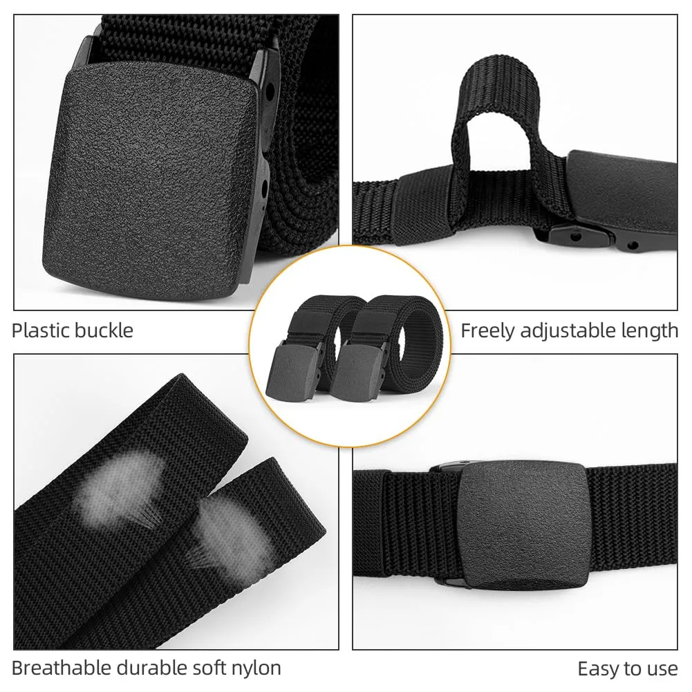 Aomig Cintura Tattica in Nylon con Fibbia in Plastica, Regolabile, 2 Pezzi (Nero) - immagine 4