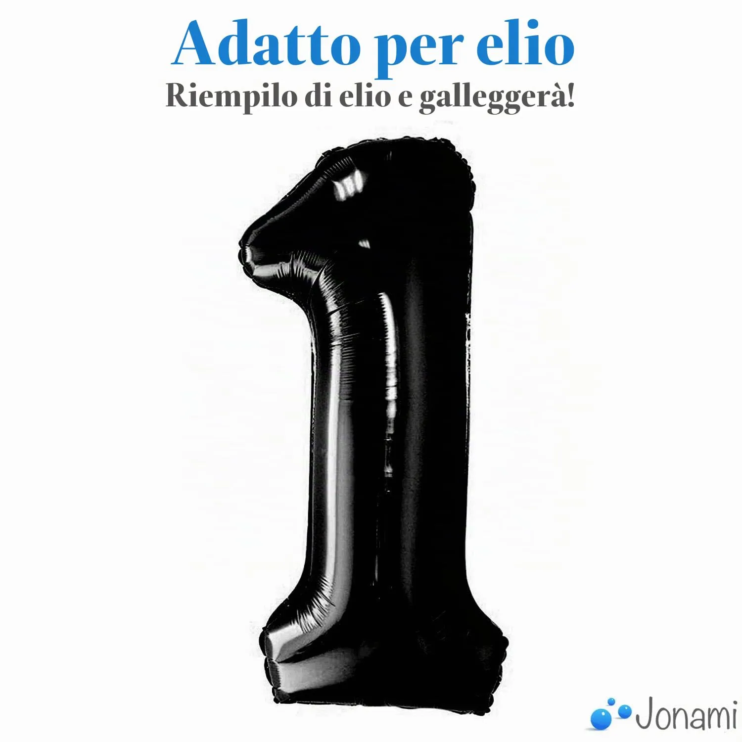 Jonami Palloncino Numero 1 Gigante Nero Metallizzato, 100 cm - immagine 3