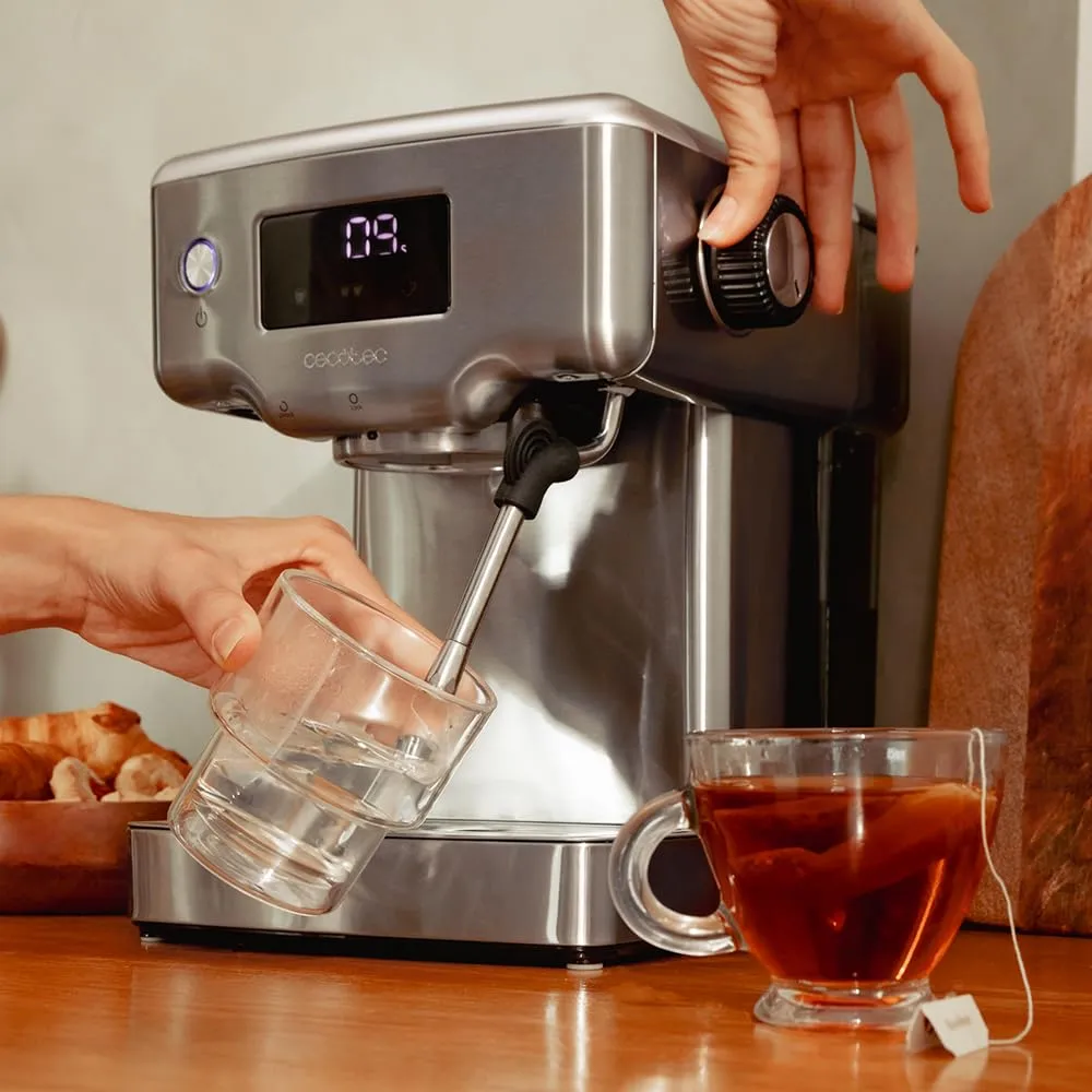 Cecotec Power Espresso 20 Barista Compact Macchina da caffè espresso, 1465 W, 20 Bar, Thermoblock, Serbatoio 1,8 L, Silver - immagine 7