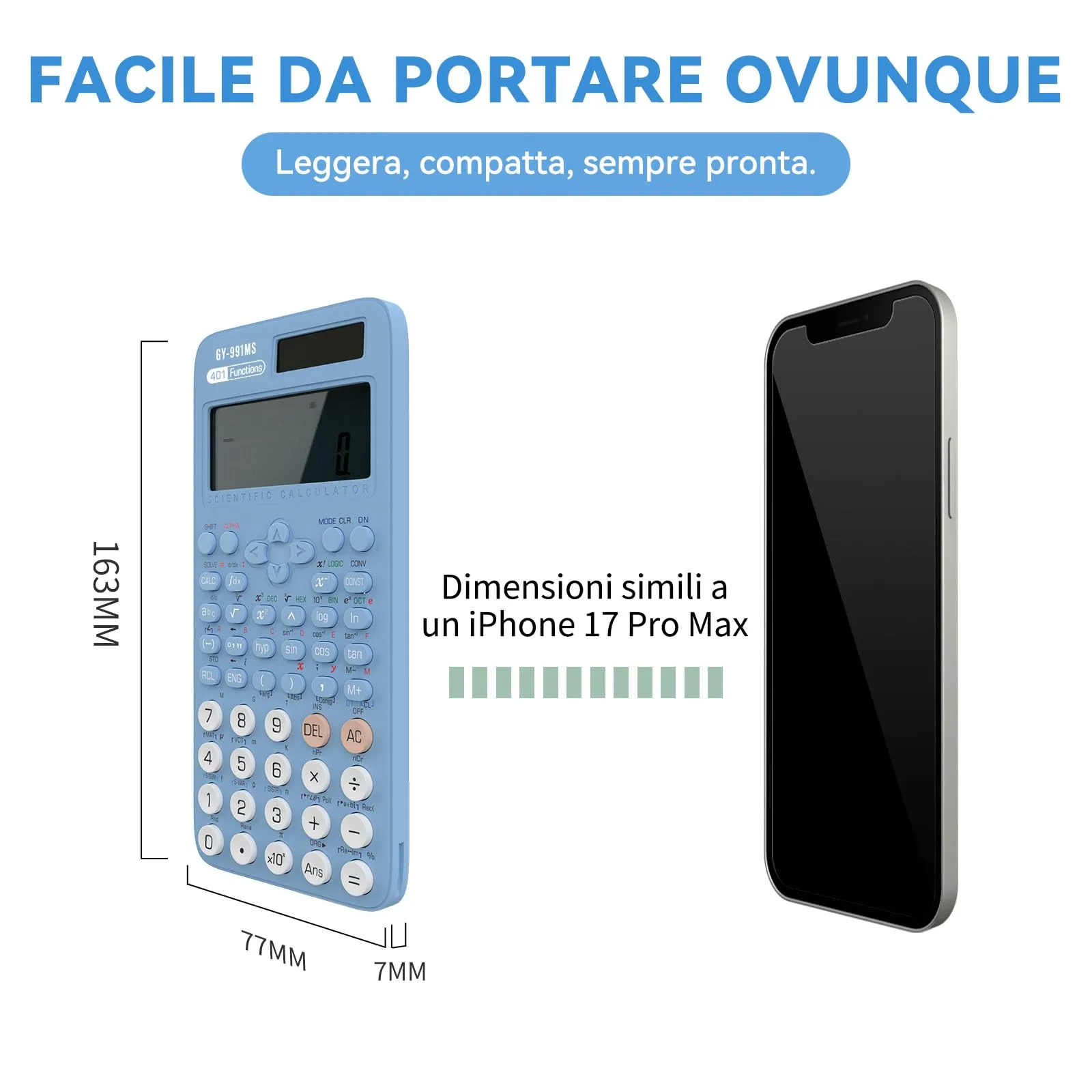 NEWYES 991MS Calcolatrice Scientifica con 401 Funzioni e Display a Due Righe, Blu - immagine 5