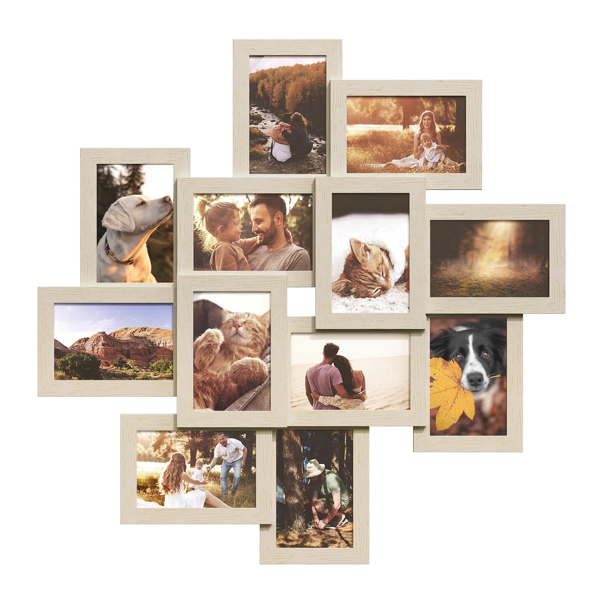 SONGMICS Collage di 12 Cornici per Foto 10 x 15 cm, Beige Naturale RPF022N01 - immagine 1