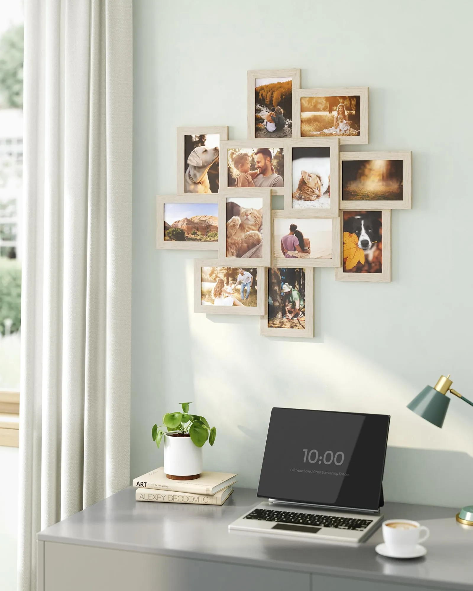 SONGMICS Collage di 12 Cornici per Foto 10 x 15 cm, Beige Naturale RPF022N01 - immagine 8