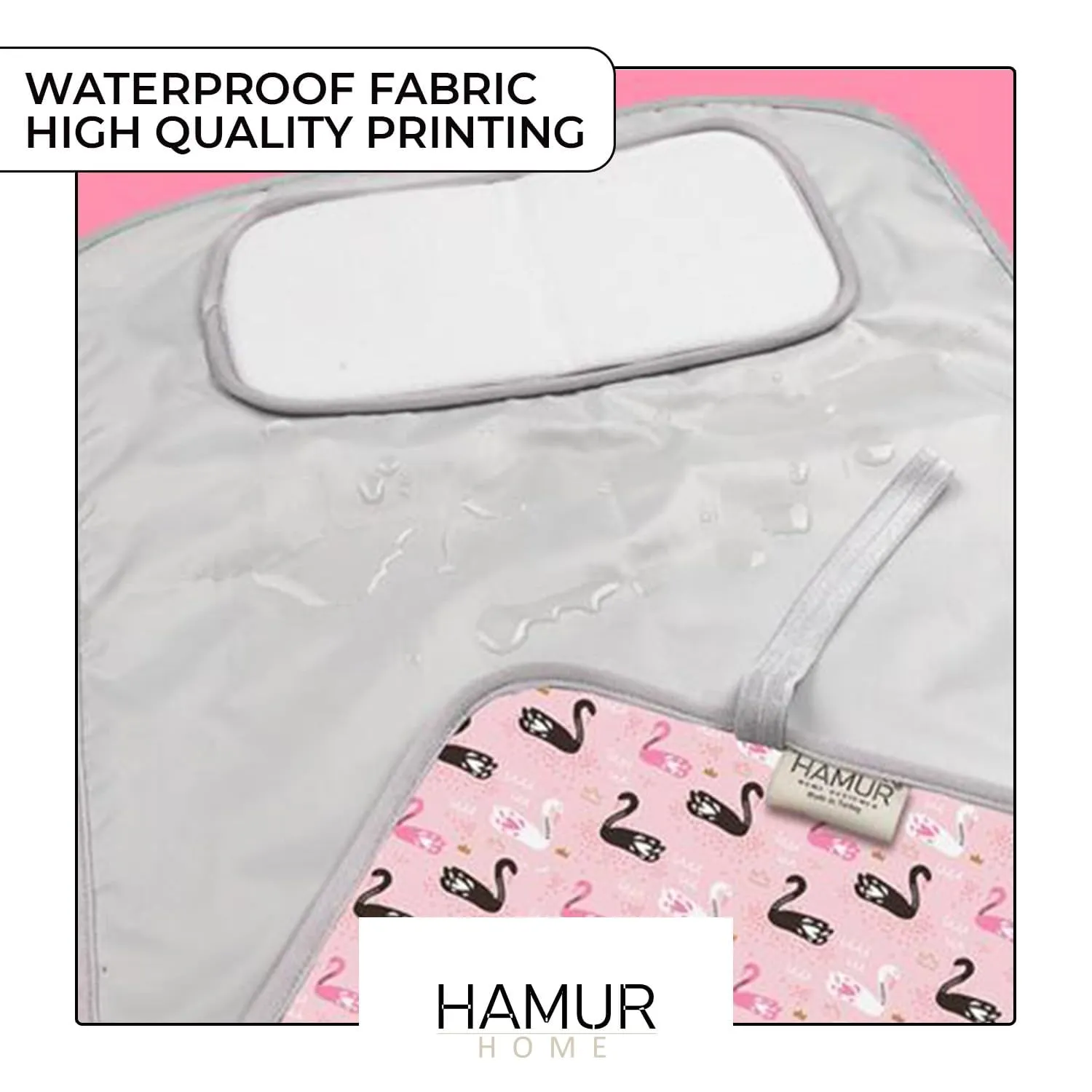 Hamur Home Fasciatoio Portatile Pieghevole Impermeabile 40 x 70 Cm Lavabile (Swan) - immagine 3