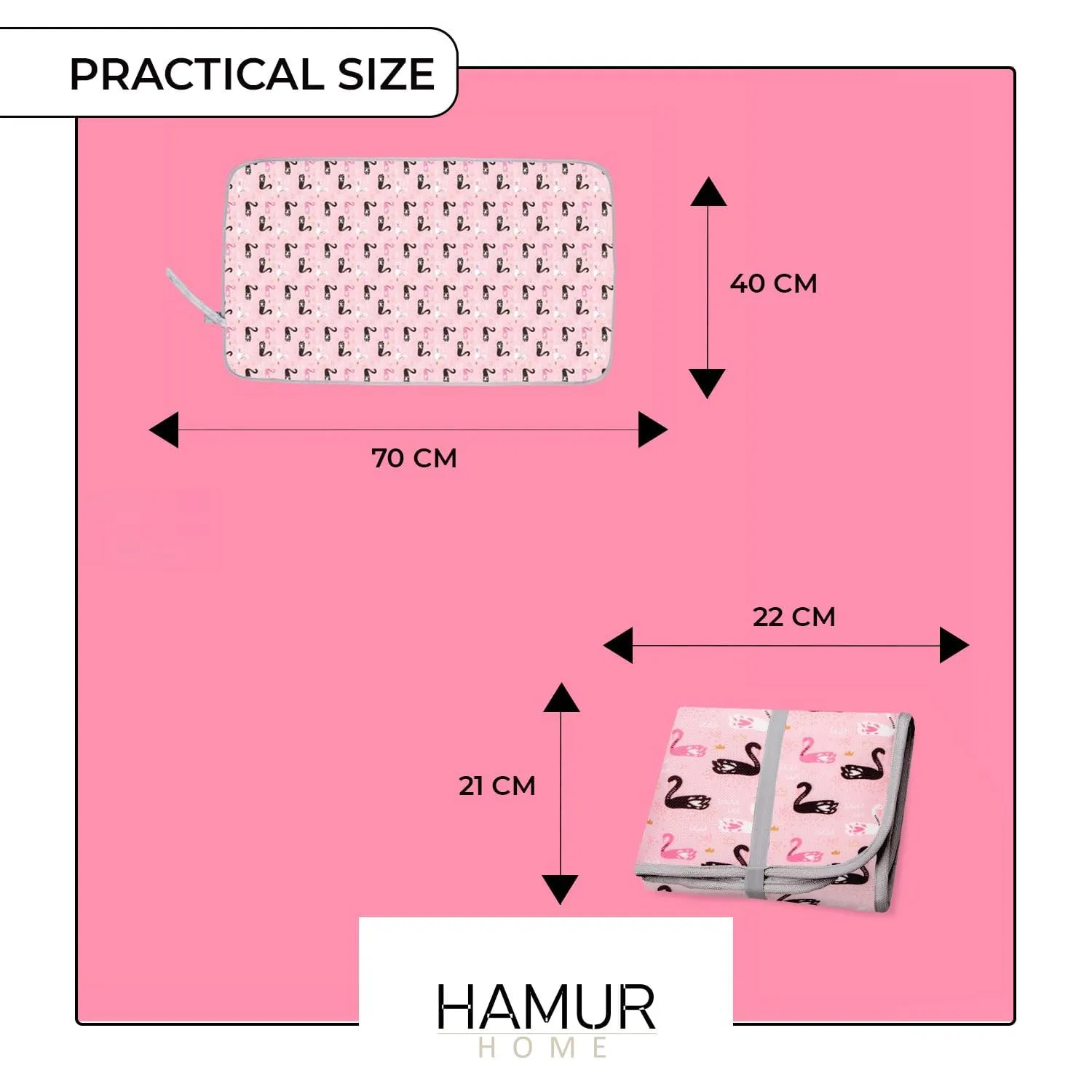 Hamur Home Fasciatoio Portatile Pieghevole Impermeabile 40 x 70 Cm Lavabile (Swan) - immagine 4
